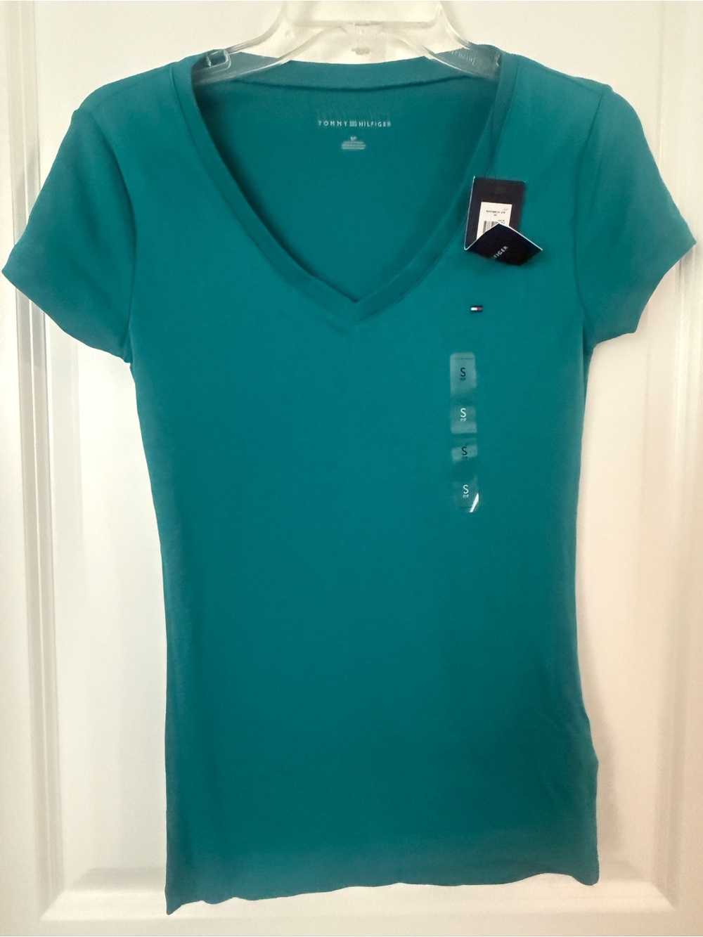 Tommy Hilfiger Women’s Teal V-Neck Short Sleeve Tee